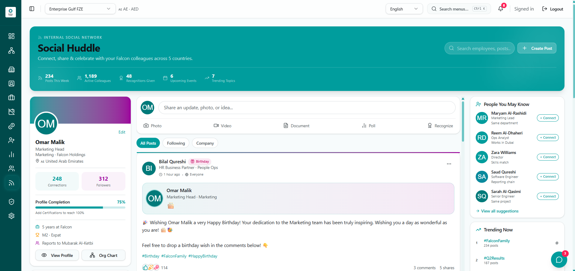 Stellar Core Social Huddle internal social network